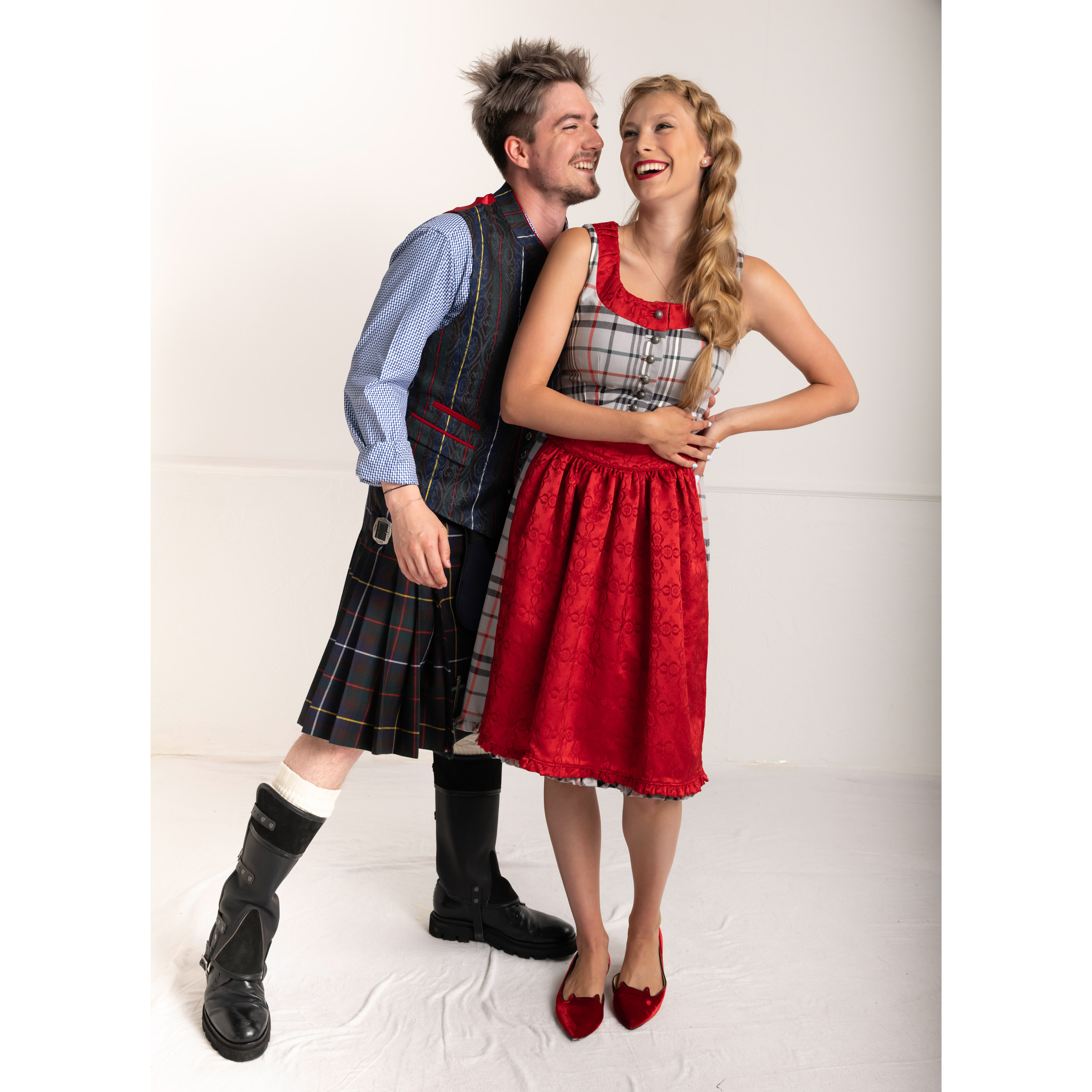 Rettl Peggy Damen Dirndl Housecheck stretch rot