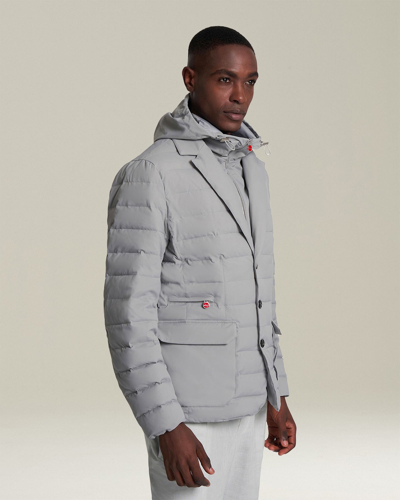 Kiton Jackets Jacke grau Technik-Seide Kapuze Stepp