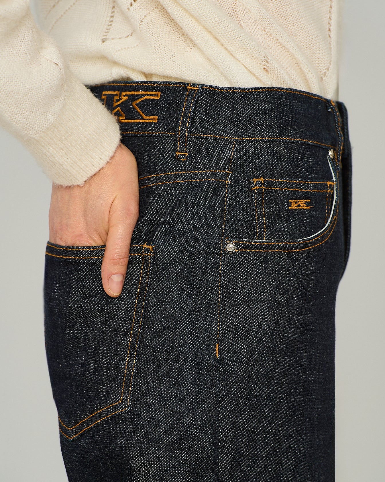 Kiton Trousers Jeans dunkelblau Gr. 40 Stretch-Denim straight