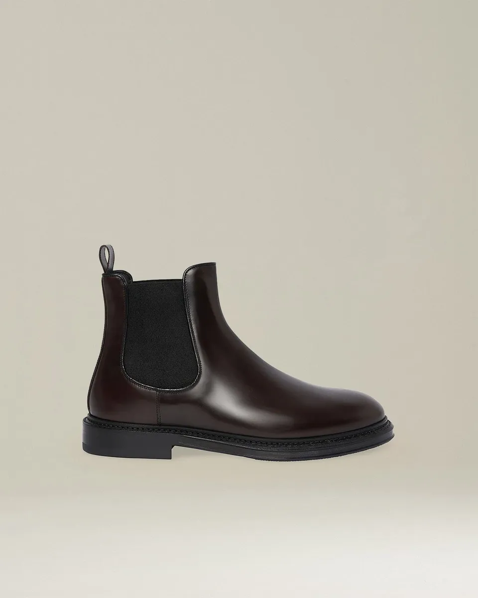 Kiton Shoes Chelsea Stiefel Kalbsleder Bordeaux