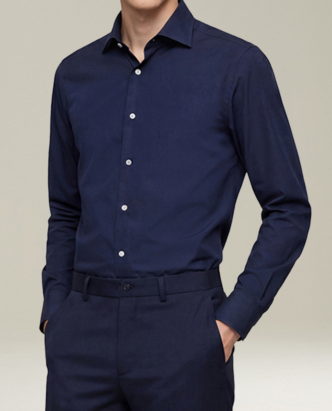 Kiton Shirts Denim Hemd nachtblau Perlmutt Gr. 40