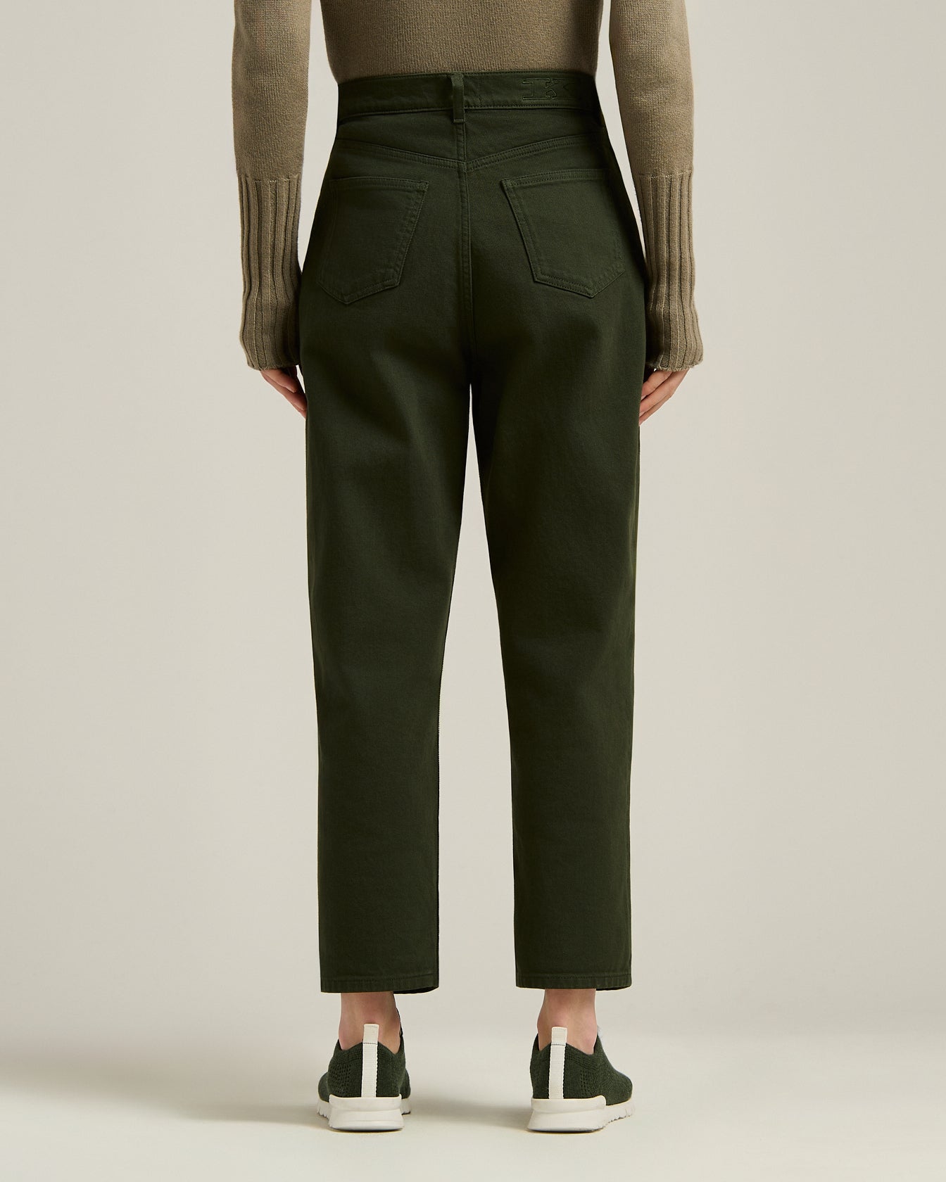 Kiton Trousers Stretch Baumwollhose Damen dunkelgrün elastisch