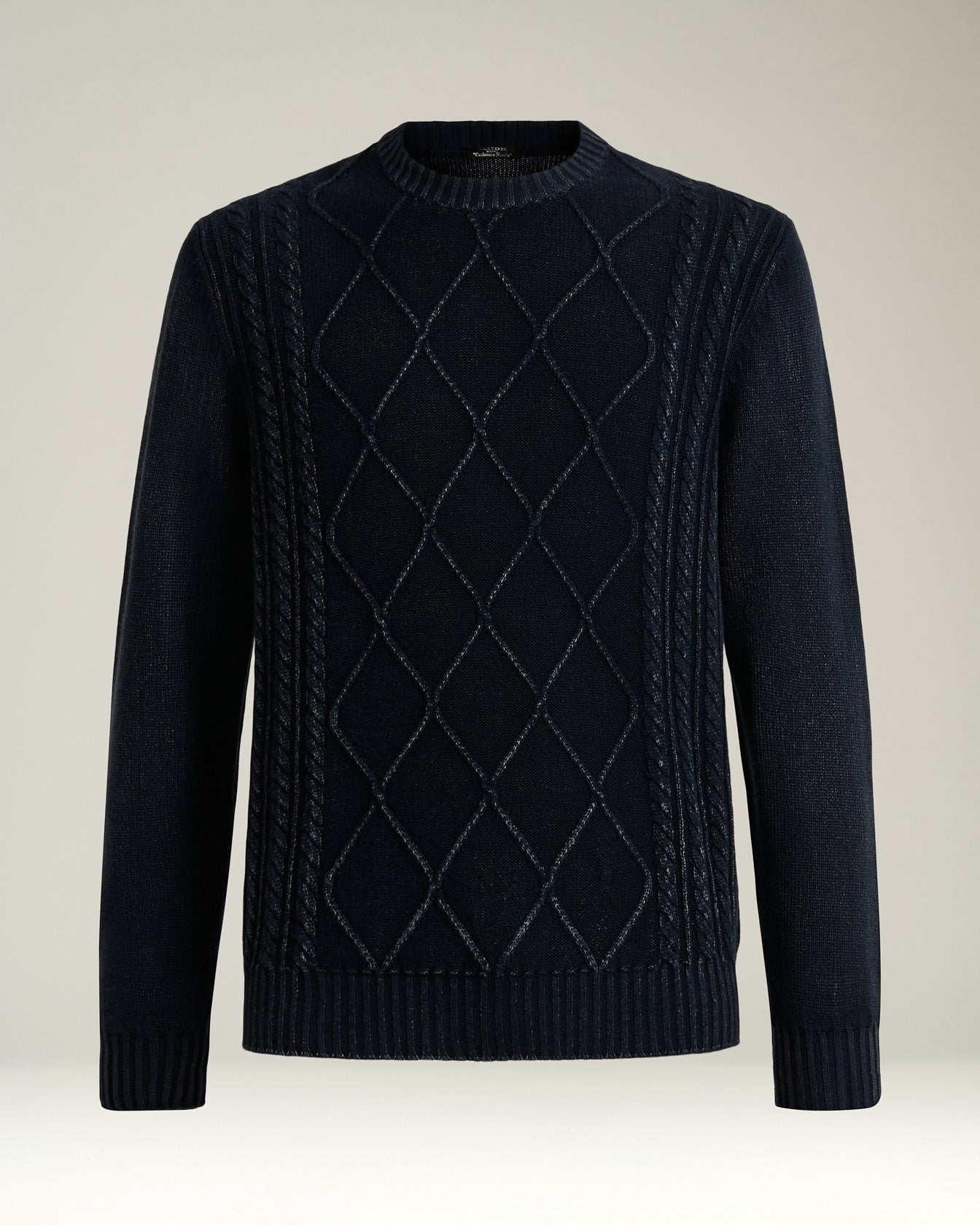 Kiton Knitwear Cashmere Rundhals Pullover Navy Raute