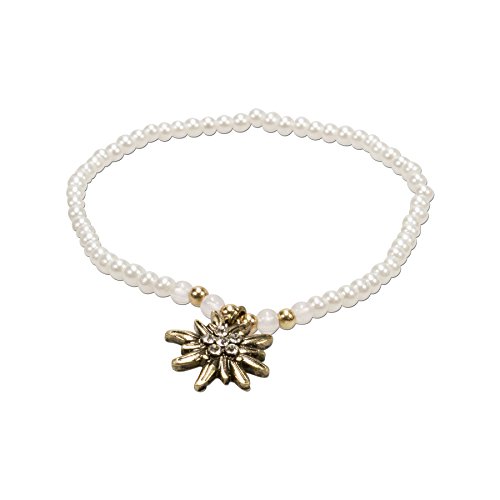 Alpenflüstern DAHEIM DAB050 Perlenarmband Damen Edelweiß Creme-weiß