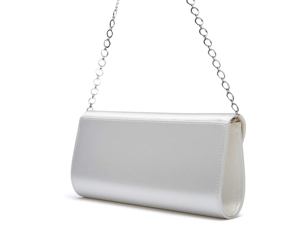 Rainbow Club Handbags Celinde Clutch Ivory Satin Kette