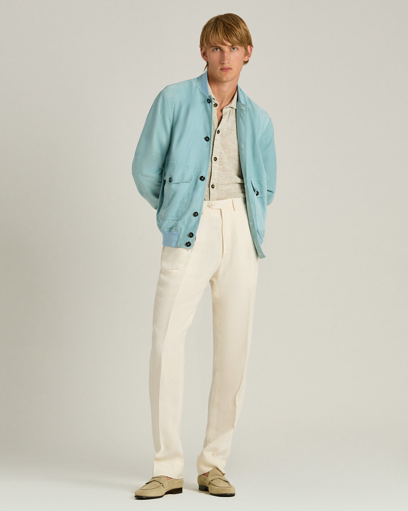 Kiton Trousers Leinenhose weiß rein Gr. 50
