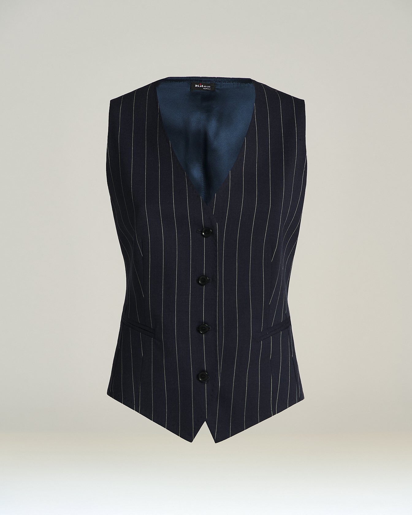 Kiton Gilet Wollweste blau Nadelstreifen Stretch