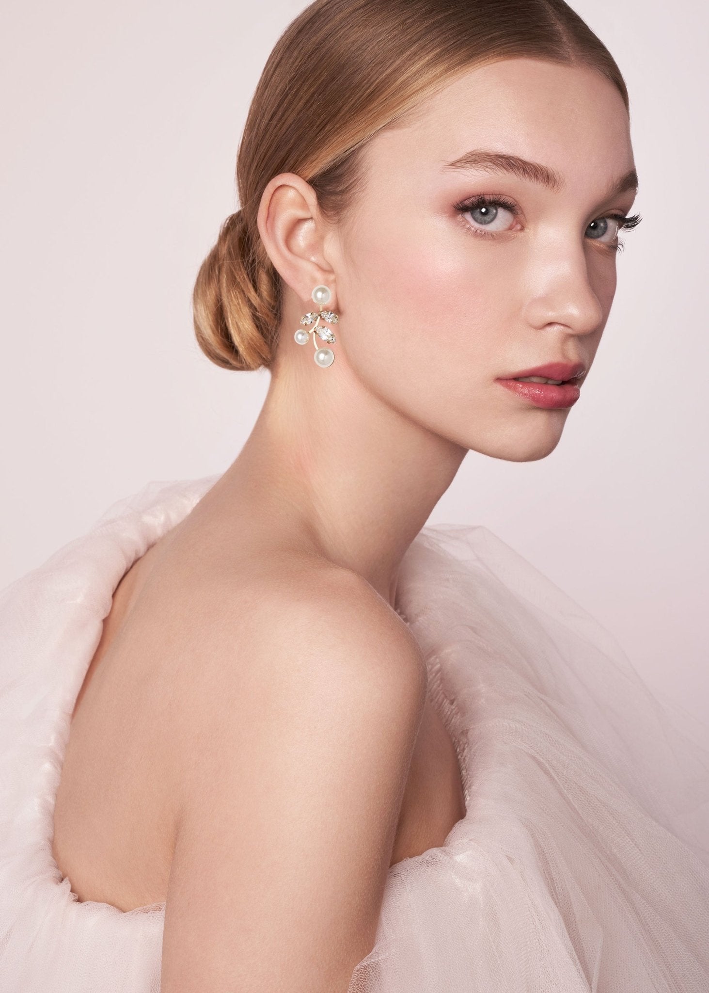 Elizabeth Bower Evie Pearl Schmuckset Rhodium Ohrstecker