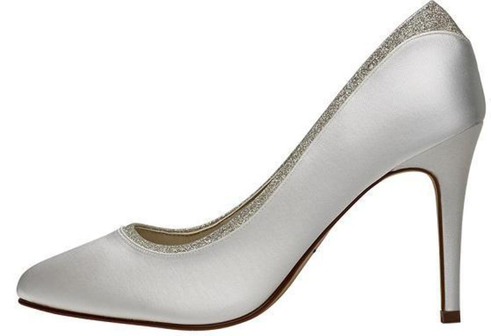 Rainbow Club Embellished Billie Pumps Ivory Satin Glitzer 9 cm