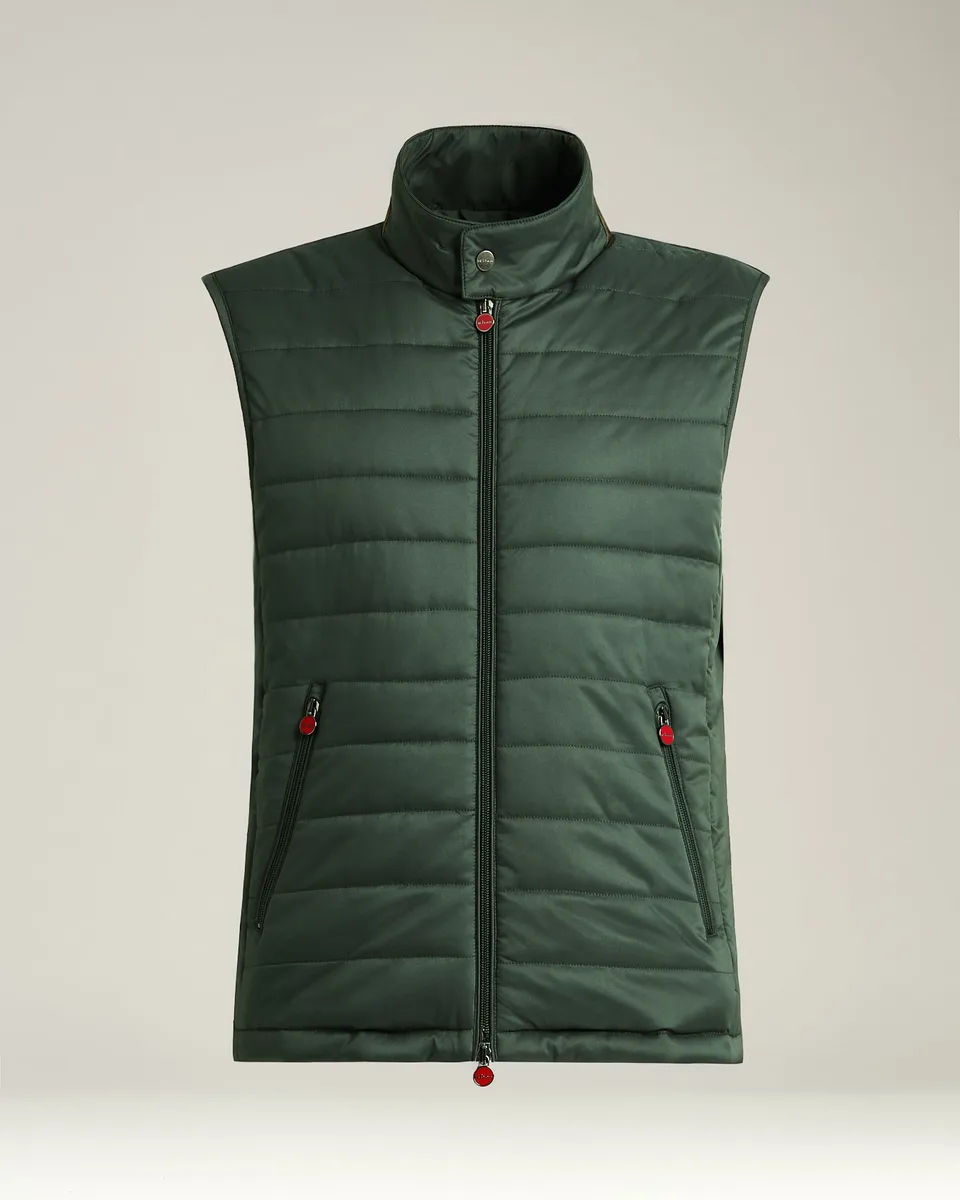 Kiton Gilet Steppweste dunkelgrün Polyester
