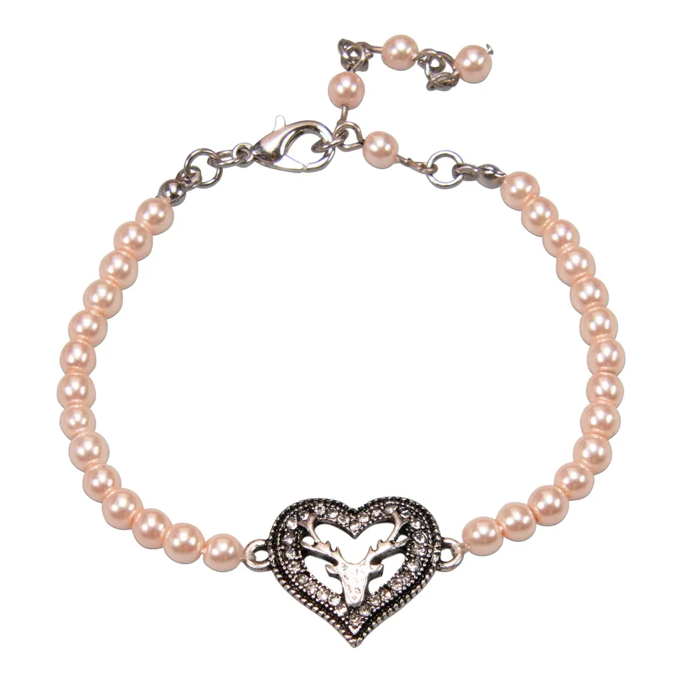 Alpenflüstern DAHEIM DAB075 Perlenarmband Strassherz-Hirsch antik-silber