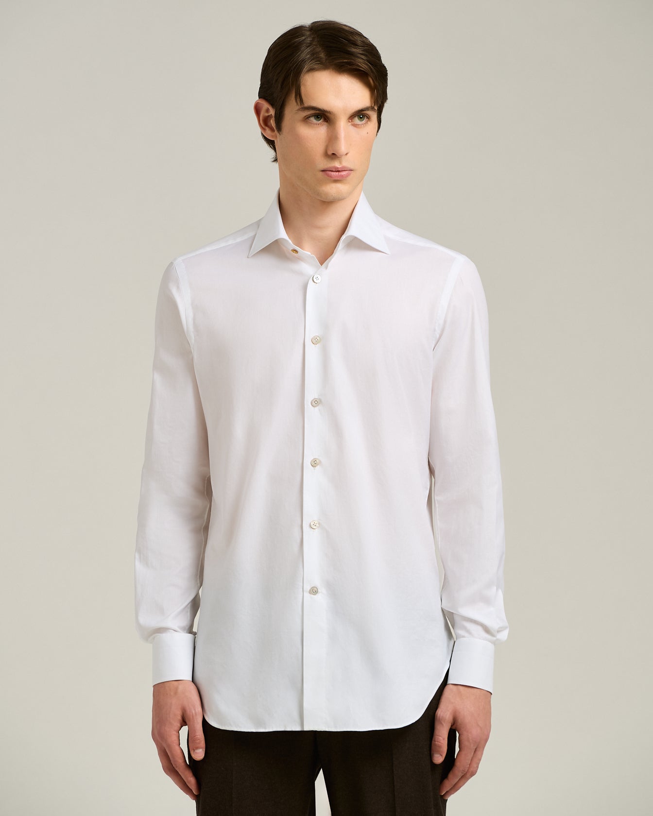 Kiton Formal Regular Fit Hemd Weiß Baumwolle Perlmutt