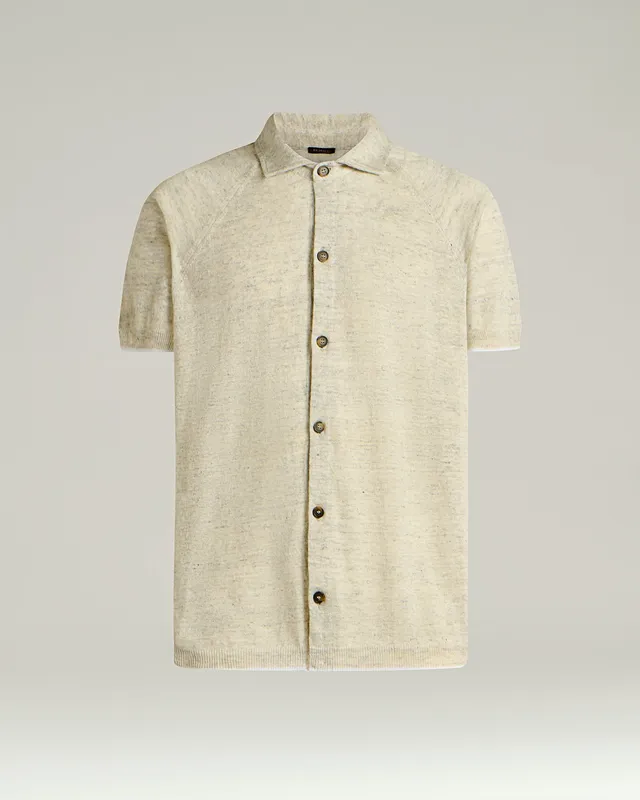 Kiton Shirt Kurzarmhemd Leinen Grau Pure Linen