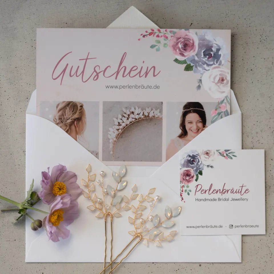 Perlenbräute Gutschein & Anderes Gutschein 50€ Brautschmuck Geschenk