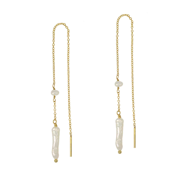 Juvelan Genius Durchzieh-Ohrringe Perlen 14 cm Gold