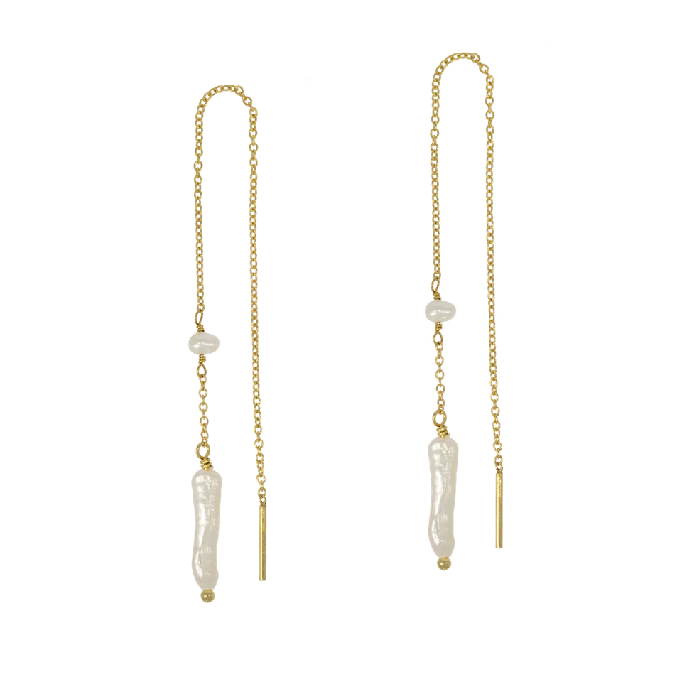 Juvelan Genius Durchzieh-Ohrringe Perlen 14 cm Gold