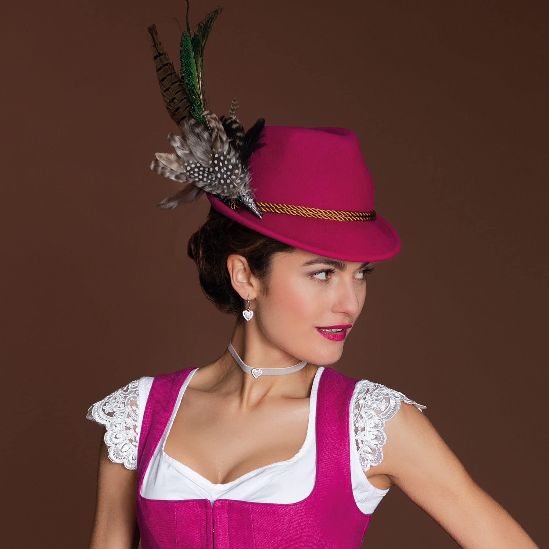 Alpenflüstern DAHEIM Hilde Filzhut Trachtenhut pink-Fuchsia