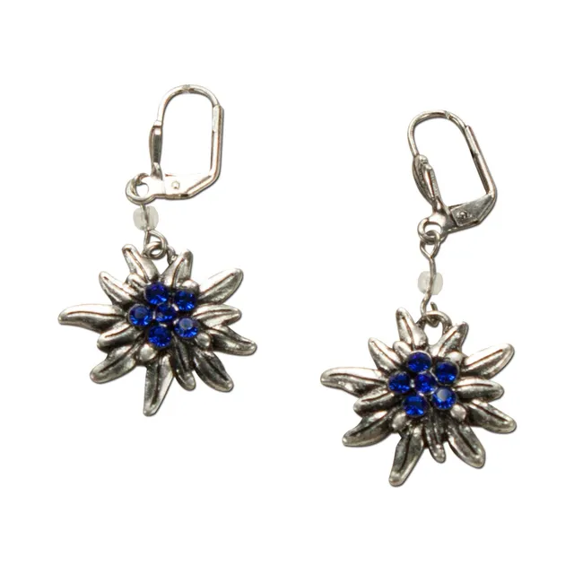 Alpenflüstern DAHEIM DOR008 Ohrhänger Edelweiss blau Strass