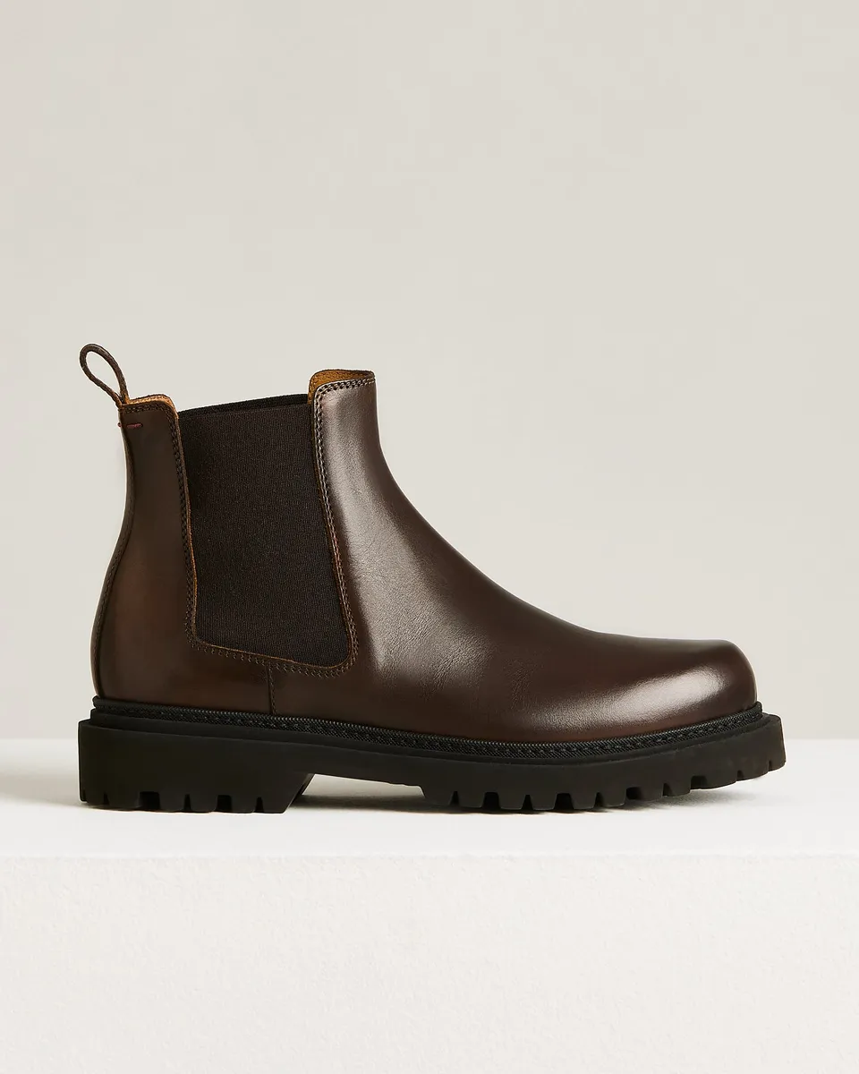 Kiton Brown Calfskin Chelsea Boot Leather Sole Stiefel Braun