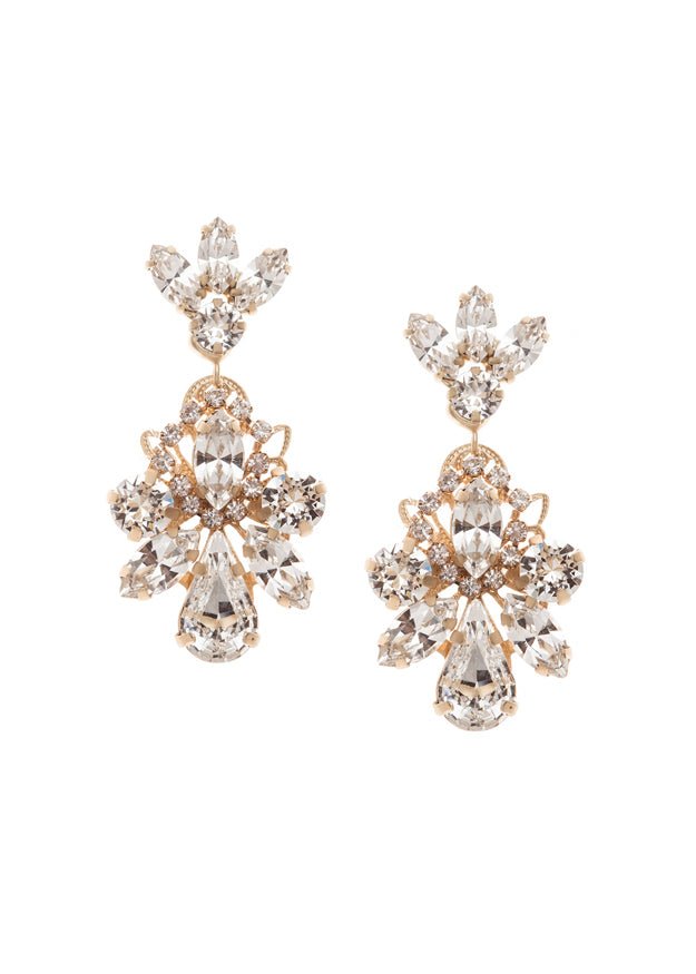 Elizabeth Bower Downton Drop Kristall Ohrringe Mattgold