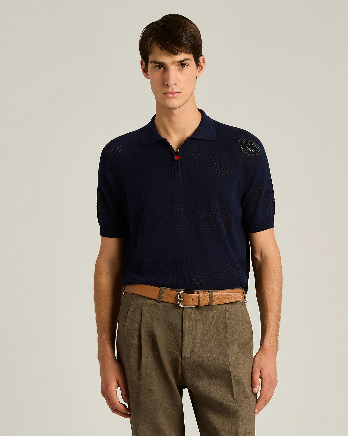 Kiton Polo Poloshirt Kurzarm Zip Baumwolle