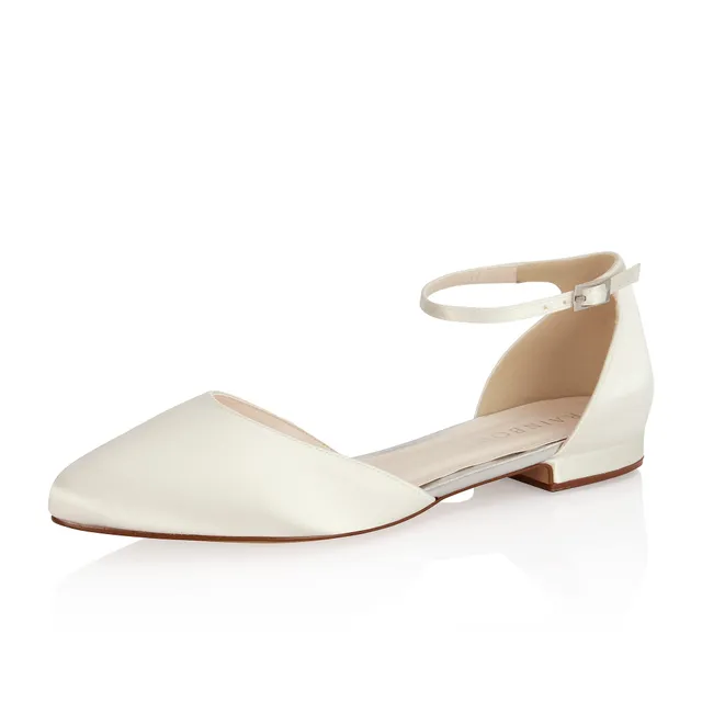 Rainbow Club Khloe Ivory Satin Brautschuhe flach Gr. 41