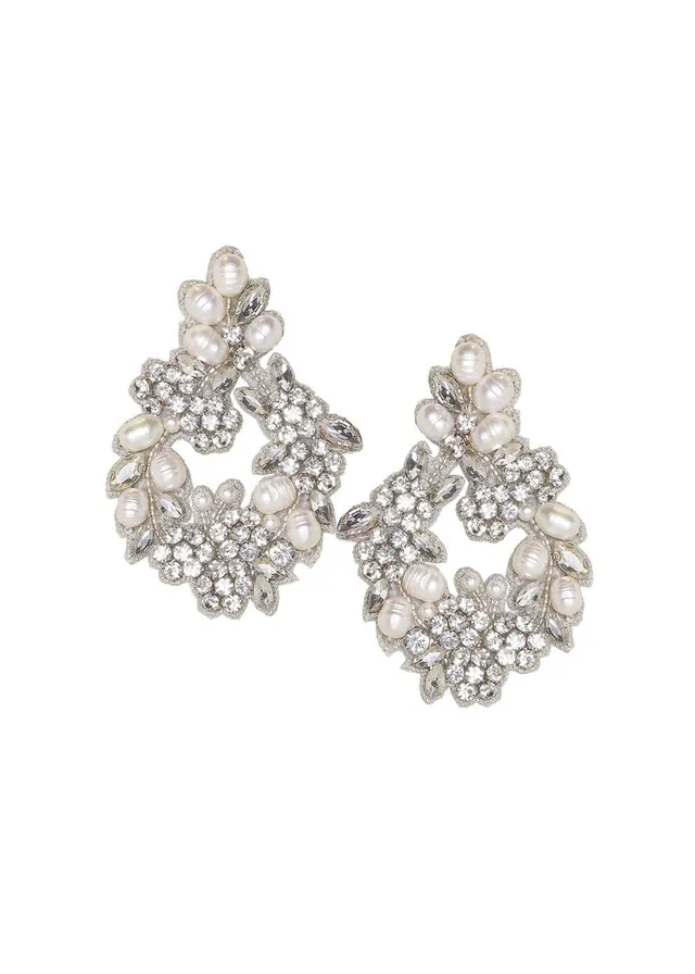 Elizabeth Bower Chelsea Hoop Ohrringe Braut Rhodium Perlen