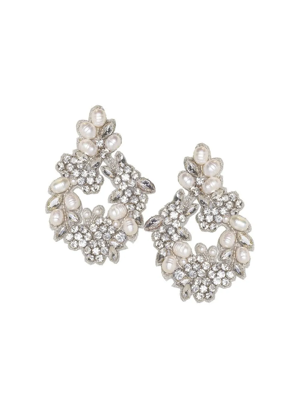 Elizabeth Bower Chelsea Hoop Ohrringe Braut Rhodium Perlen