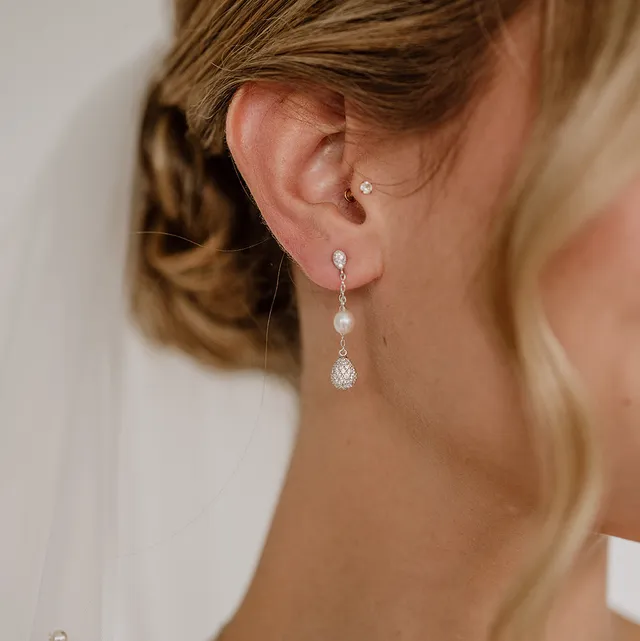 Perlenbräute Ohrringe Elaine Brautohrringe Süßwasserperle Silber