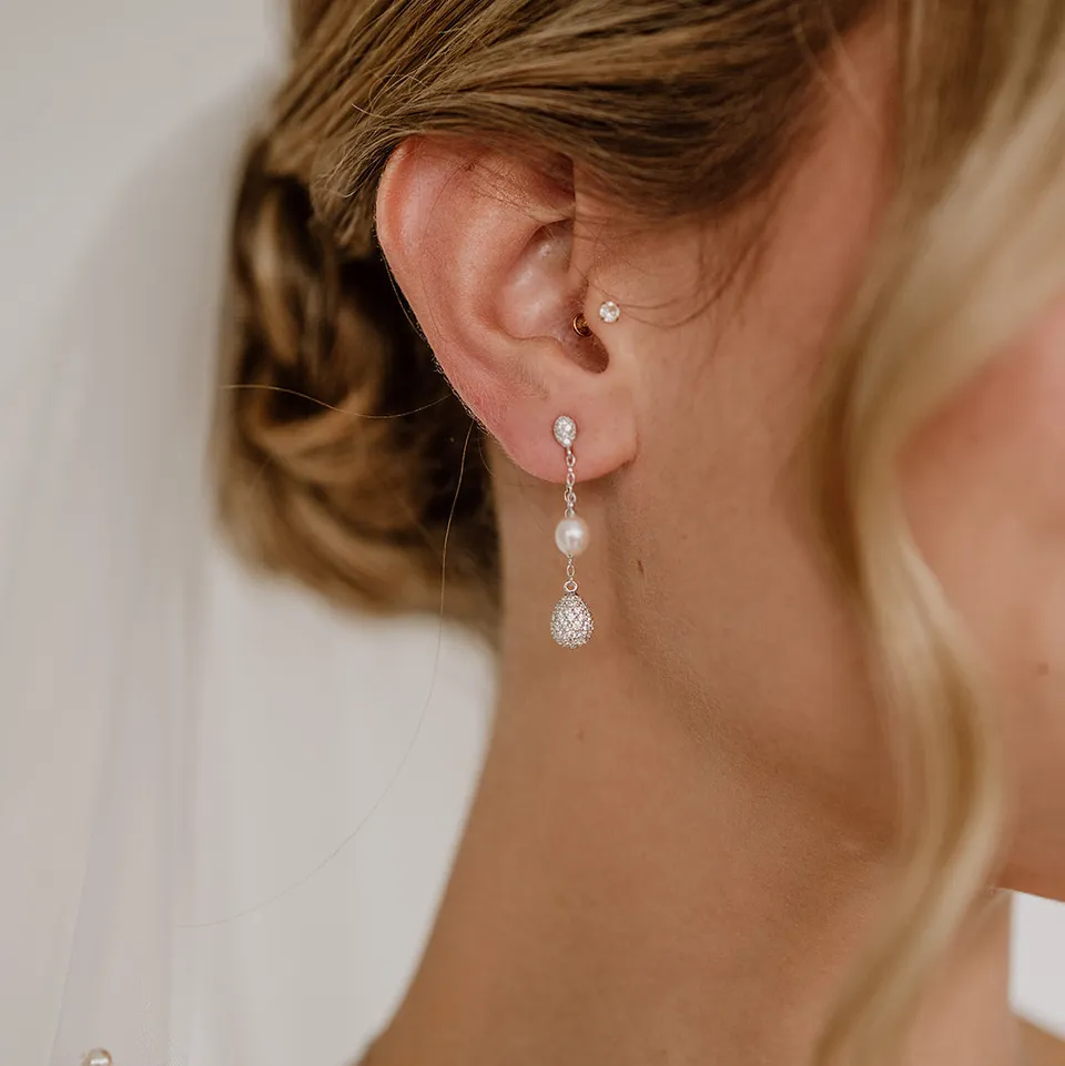 Perlenbräute Ohrringe Elaine Brautohrringe Süßwasserperle Silber