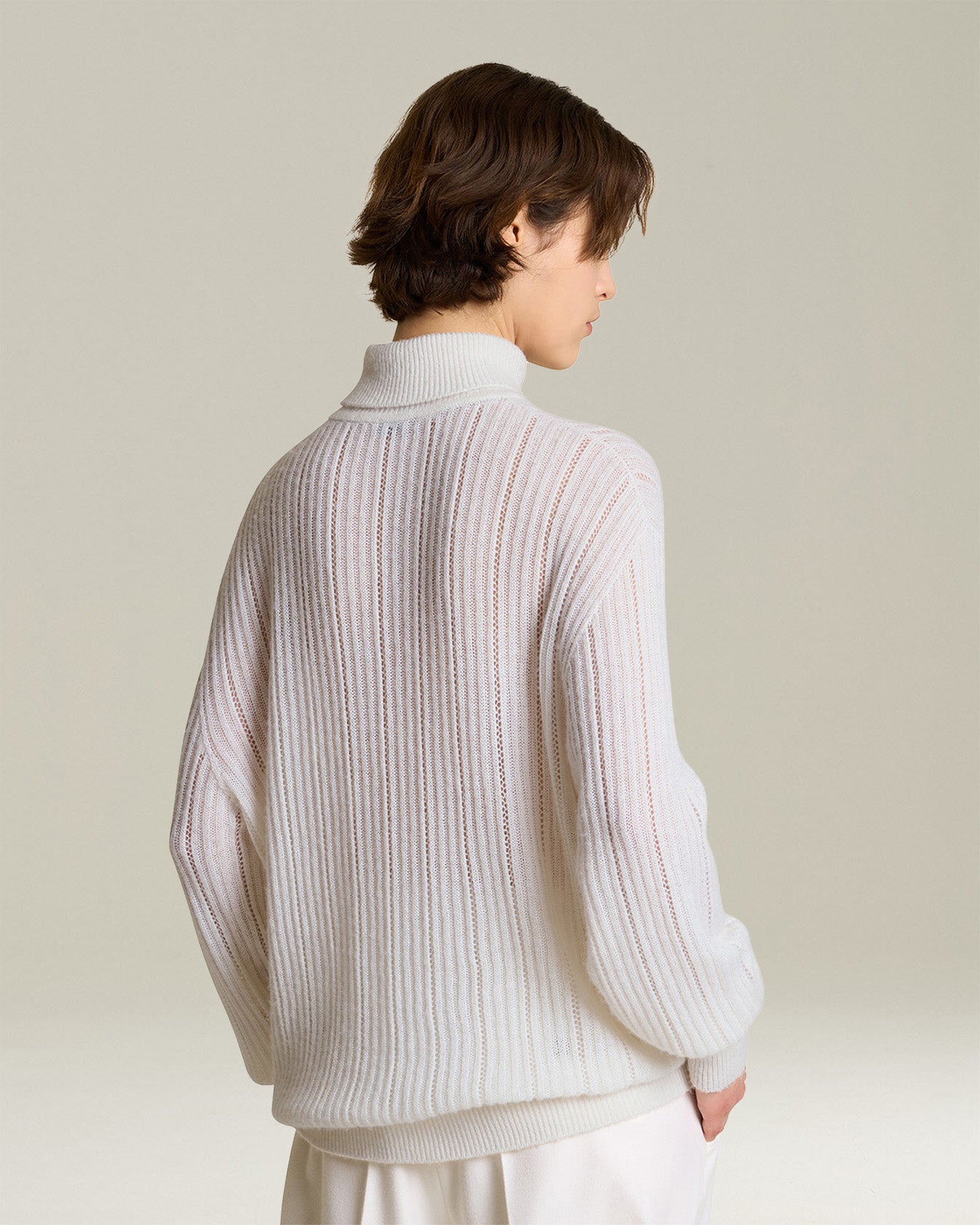 Kiton Knitwear Cashmere Silk Pullover Rollkragen Rippstrick