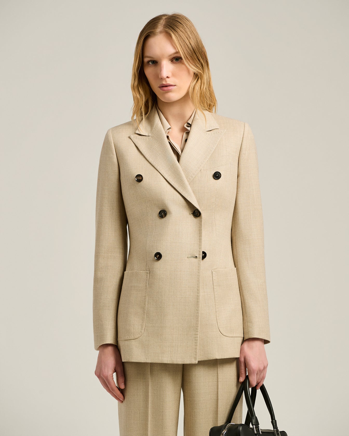 Kiton Jackets Blazer Schurwolle Beige Doppelreihig