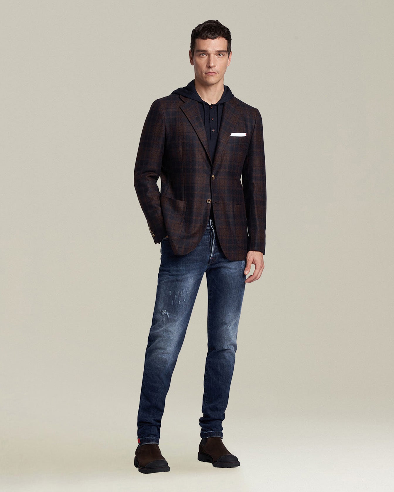 Kiton Pantaloni Cotone Jeans Dunkelblau Slim Baumwolle