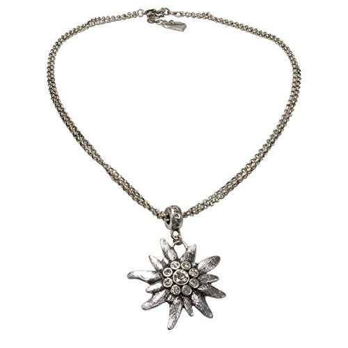 Alpenflüstern DAHEIM Schmuckset Edelweiß Strass antik-silber