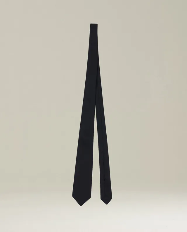 Kiton Black Wool Krawatte Wolle Schwarz TU