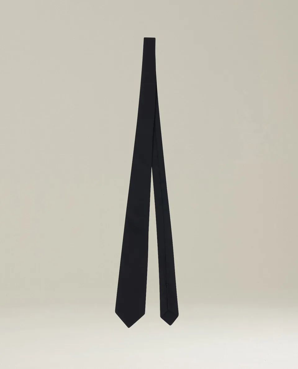 Kiton Black Wool Krawatte Wolle Schwarz TU