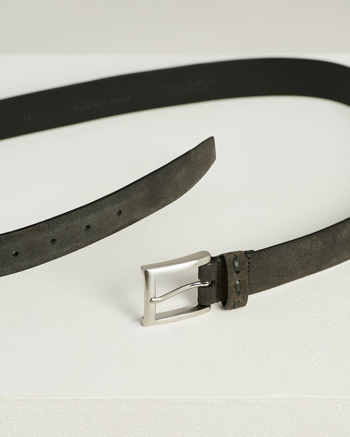 Kiton Belts Grey Suede Calfskin Gürtel Grau Wildleder 95