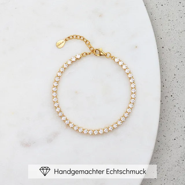 Perlenbräute Sanna Tennisarmband Gold 16-19cm mit Zirkonia