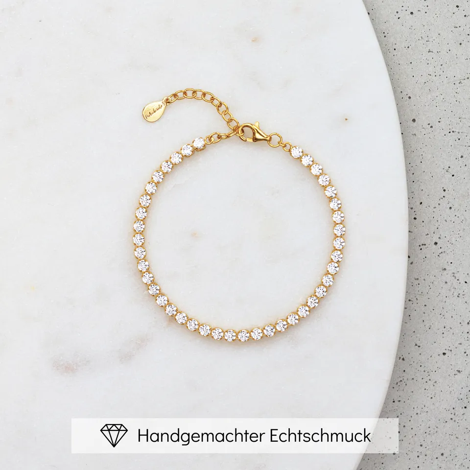 Perlenbräute Sanna Tennisarmband Gold 16-19cm mit Zirkonia
