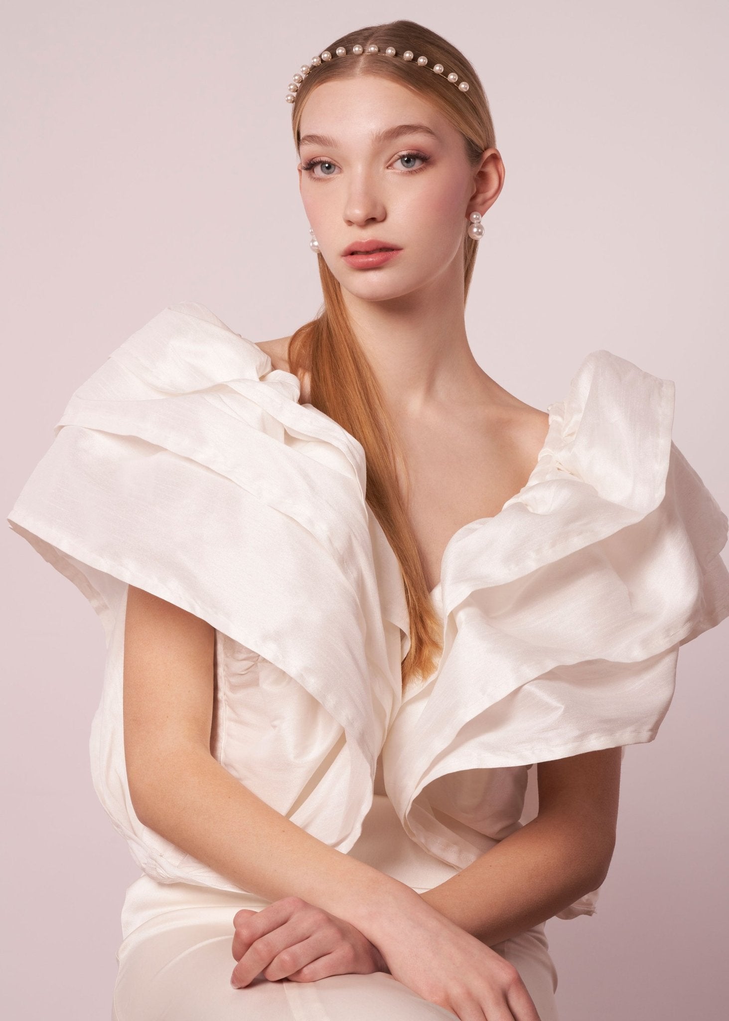 Elizabeth Bower Pearlette Haarreif Braut Rhodium Perlen