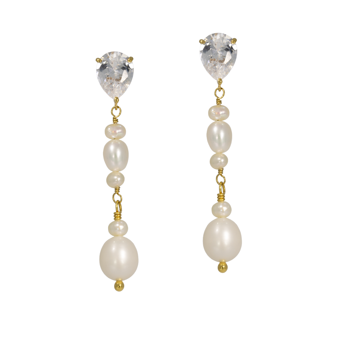 Juvelan Delphine Perlen Ohrringe Kristall 4,5 cm Gold