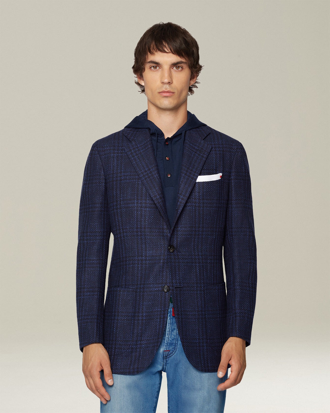 Kiton Jackets Karo Sakko Wolle-Seide kariert