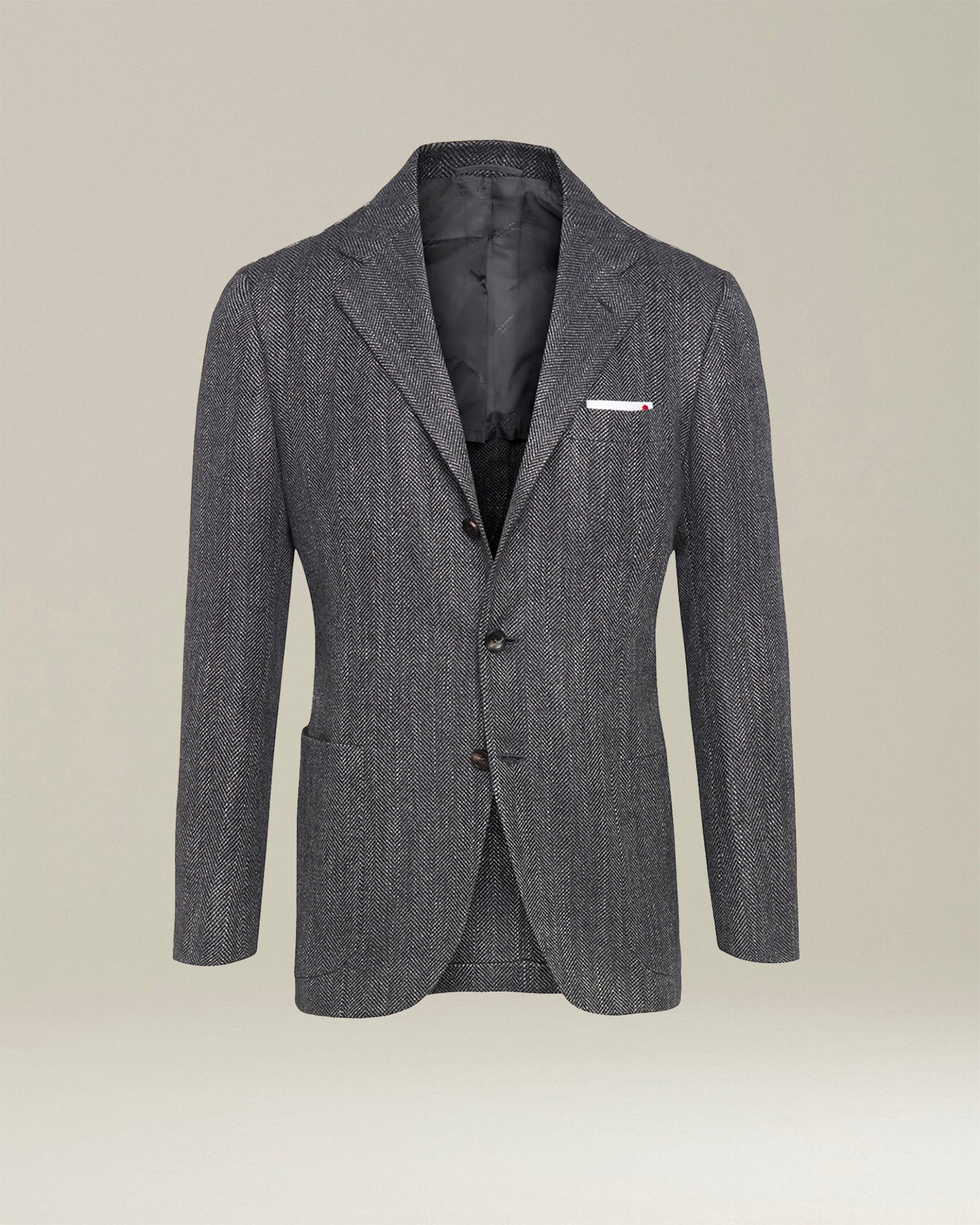 Kiton Jackets Sakko Hellgrau Fischgrat Kaschmir 50