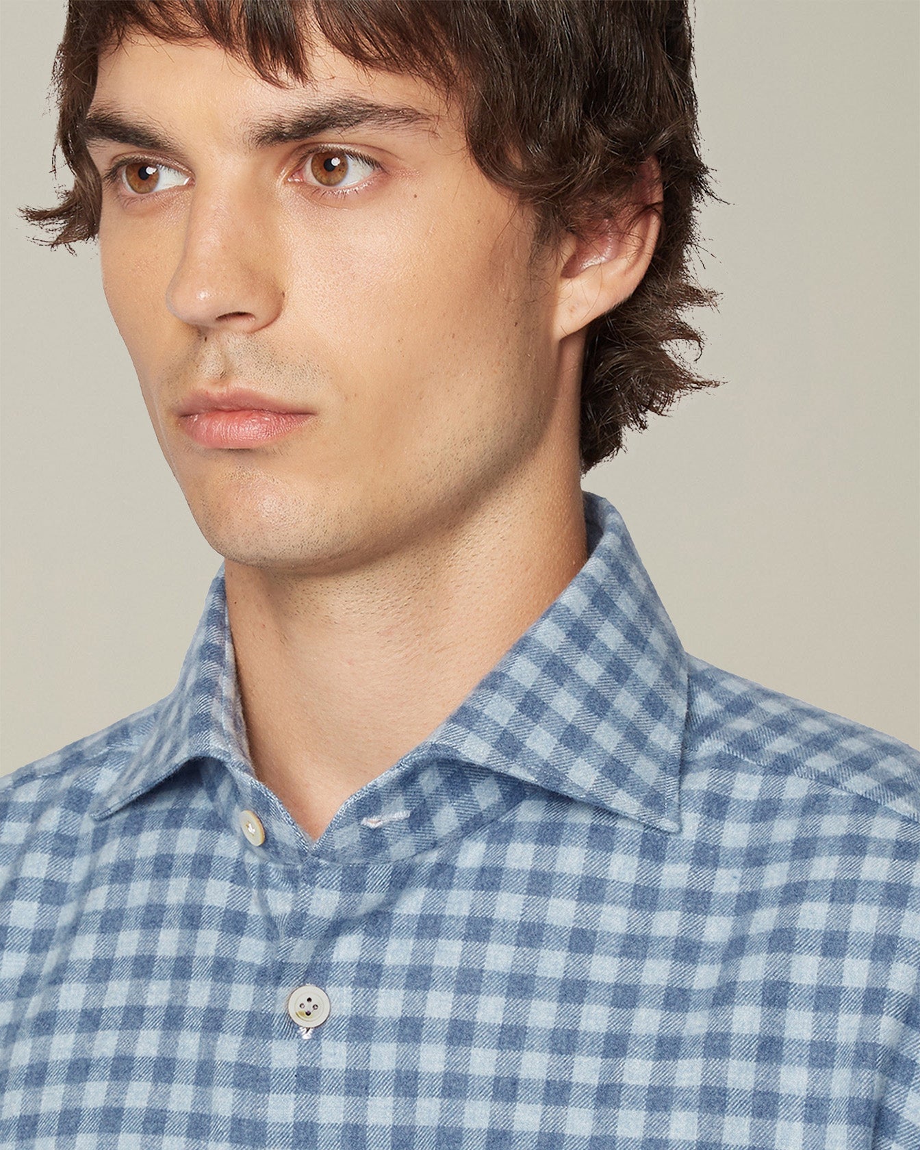 Kiton Checked Flannel Hemd Karo Flanell Baumwolle