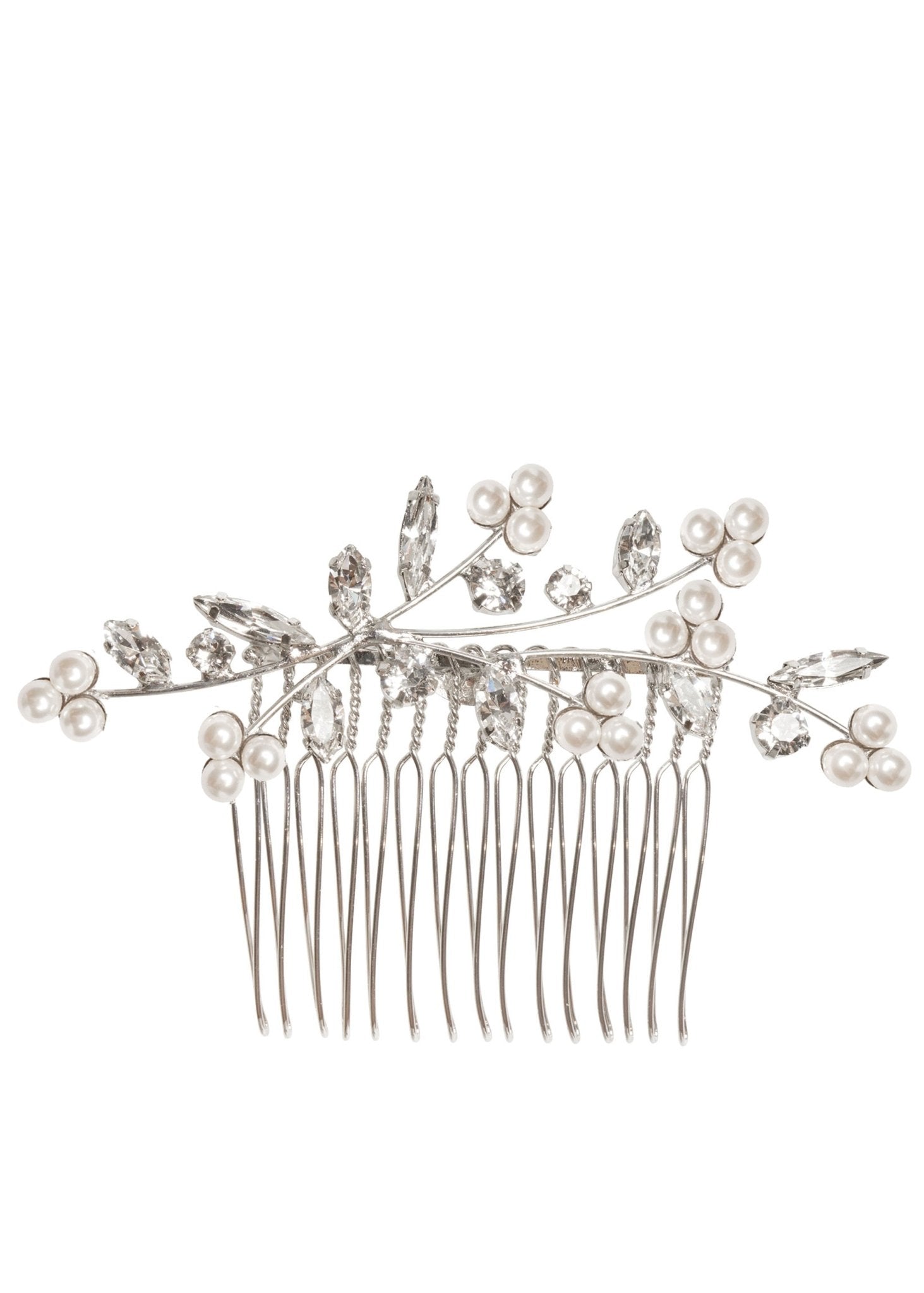 Elizabeth Bower Bud Pearl Bridal Comb Haarkamm Rhodium Perlen