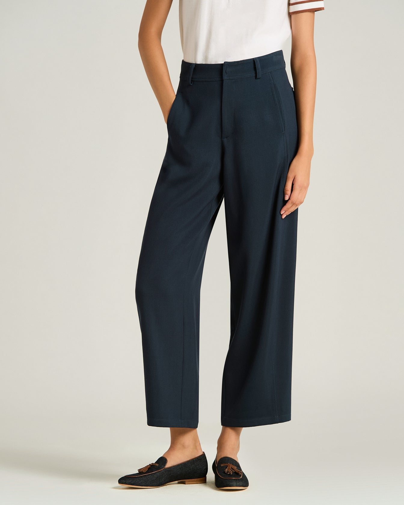 Kiton Wollhose Seide Blau Damen Weit Schneider