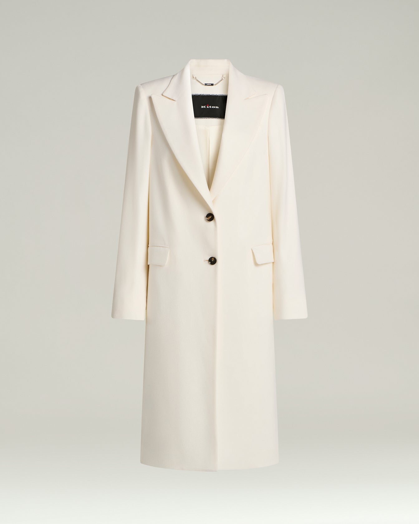 Kiton Outerwear Pure Cashmere Mantel Weiß Größe 48