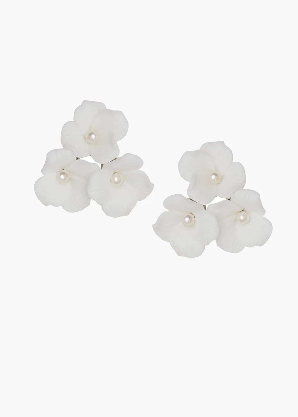 Elizabeth Bower Weiss Cluster Braut Ohrstecker Gold