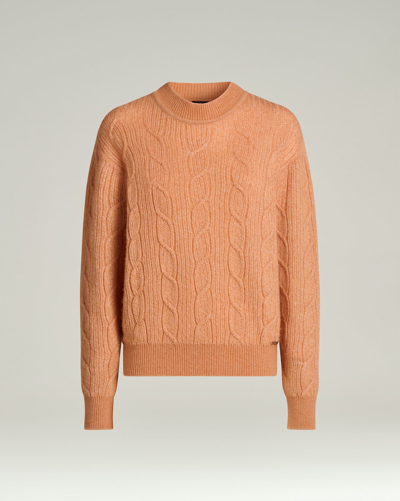 Kiton Knitwear Rundhals Pullover rosa-weiß Zopf