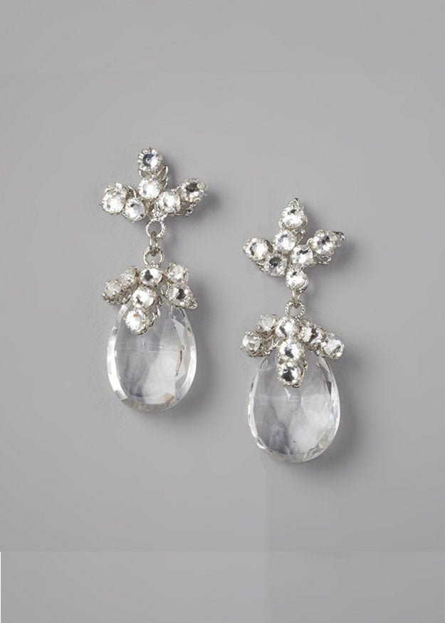 Elizabeth Bower Dew Stud Braut Tropfenohrringe Rhodium